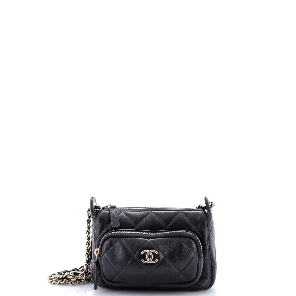 Chanel Mini CC Front Pocket Zip Clutch with Chain